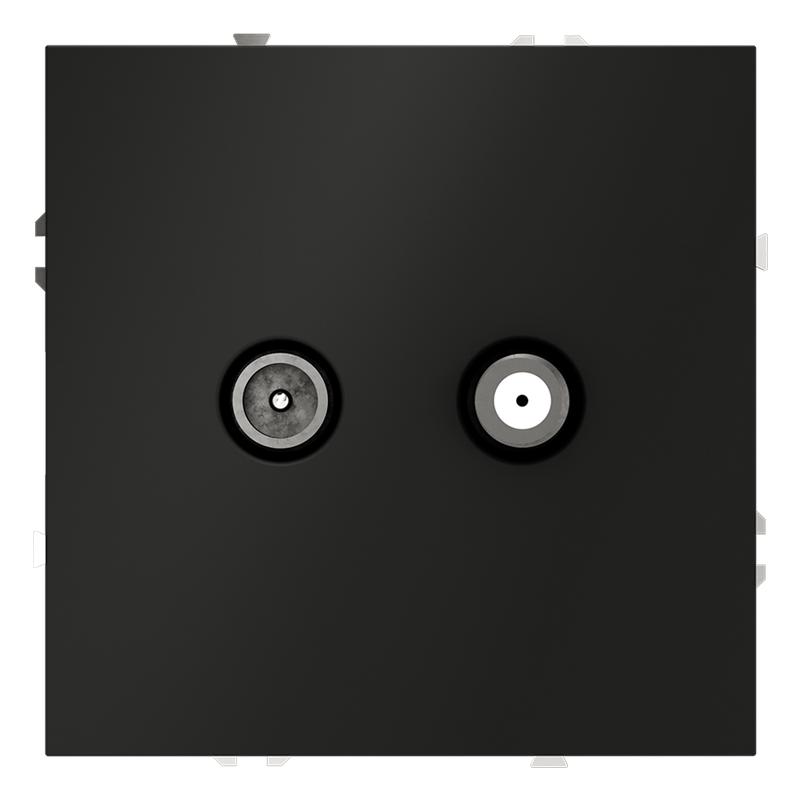 Розетка телевизионная оконечная TV + SAT 2-м СП S70 механизм черн. матов. Voltum VLS060408