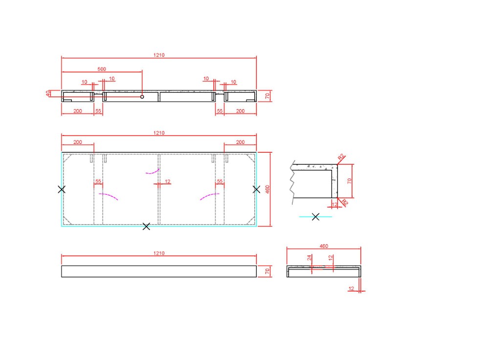Столешница прямая FLAT NERO MARQUINA 1210*460*70