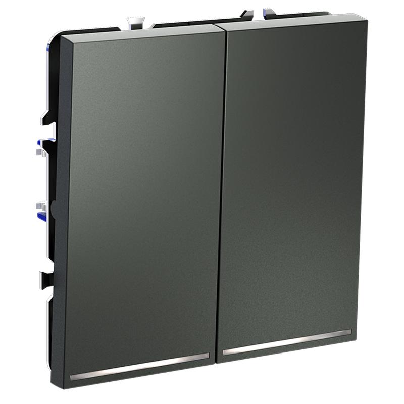 Переключатель проходной 2-кл. СП S70 10А с подсветкой механизм титан Voltum VLS020406