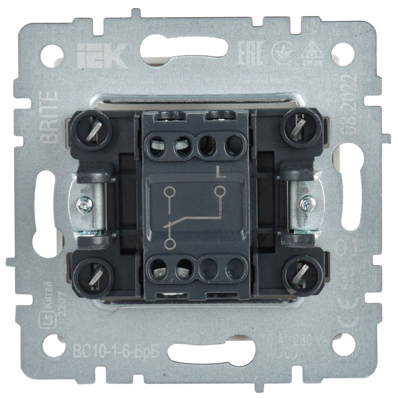 Выключатель проходной 1-кл. СП BRITE ВС10-1-6-БрБ 10А механизм бел. IEK BR-V12-0-10-K01