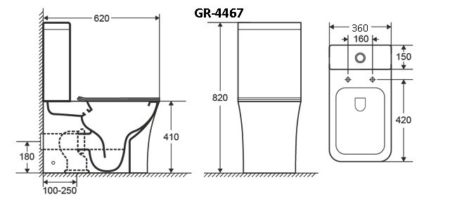 Унитаз gr-4467s classic (620*360*820) напольный безободковый