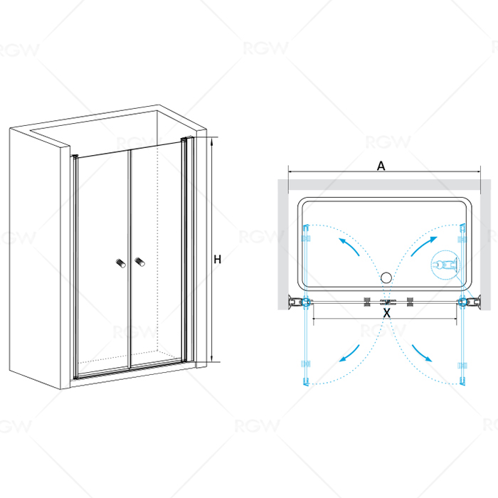 Душевая дверь RGW PA-04, 04080408-11
