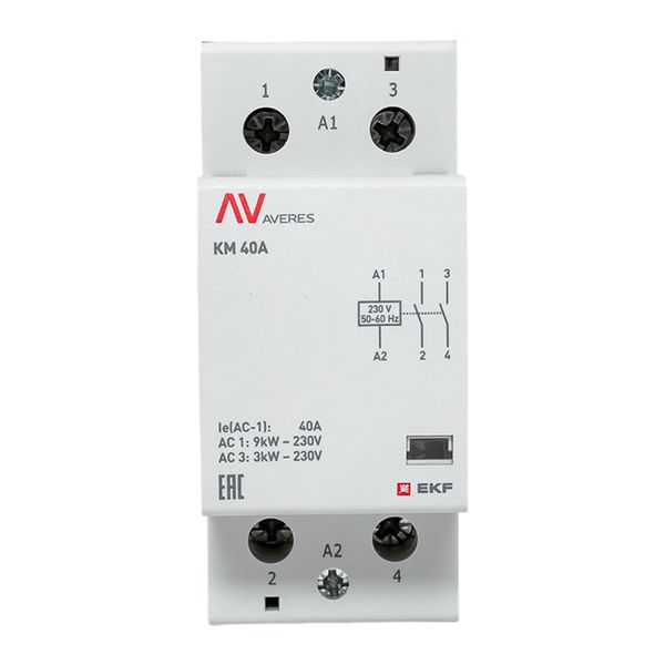 Контактор модульный КМ 40А 2NО 230В AC (2 мод.) AVERES EKF km-av-2-40-20-230V
