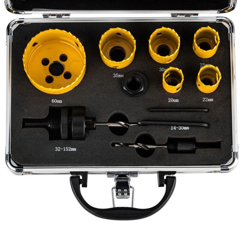 Набор коронок Bimetal (20 22 25 30 35 60) 11 предметов металлический кейс Kranz KR-92-0201-1