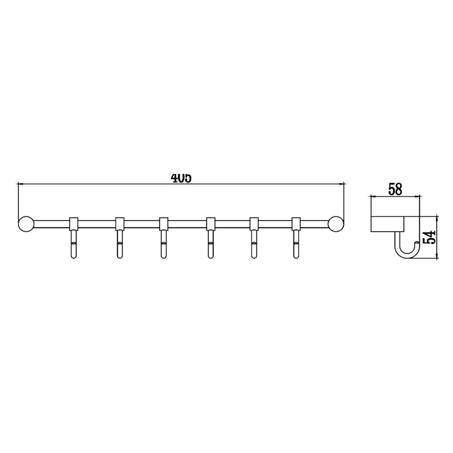 Планка с крючками Savol S-006206, хром