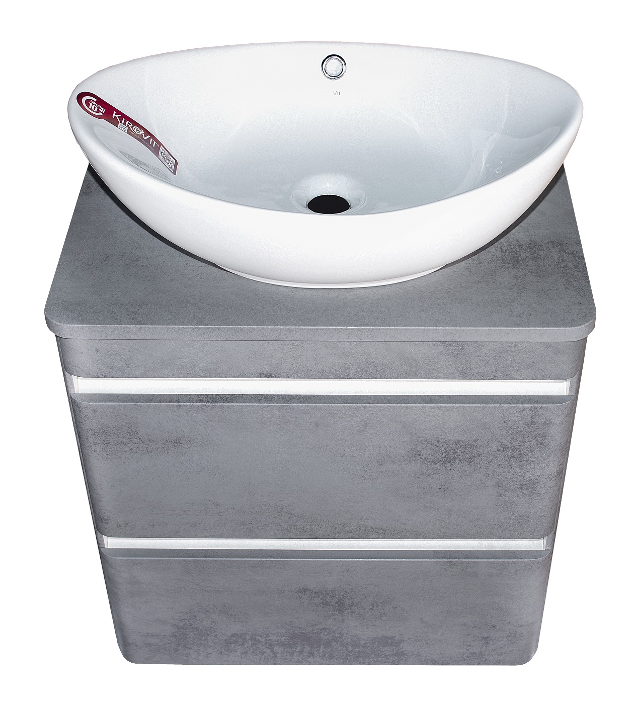 Тумба подвесная "Атлантика 80", Люкс бетон темный, (2 ящ.), со столешницей МДФ, PLUS