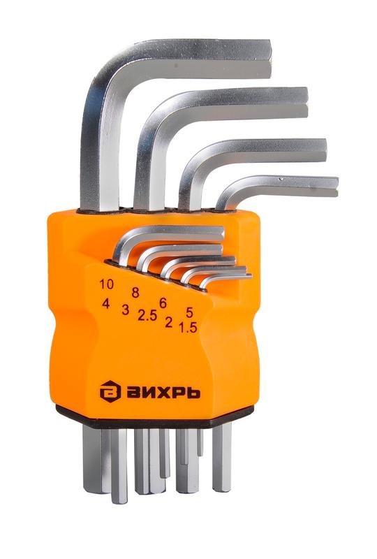 Набор ключей имбусовых HEX 9шт 1.5-10мм Вихрь 73/6/5/11