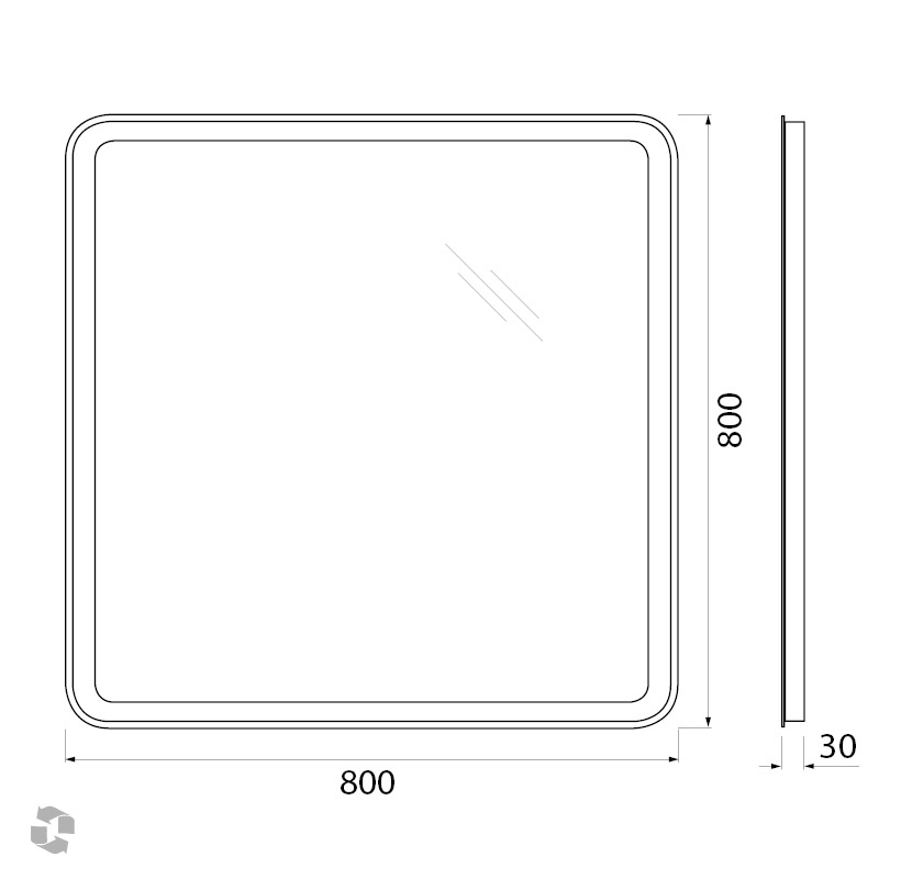 Зеркало BelBagno SPC-MAR-800-800-LED-BTN