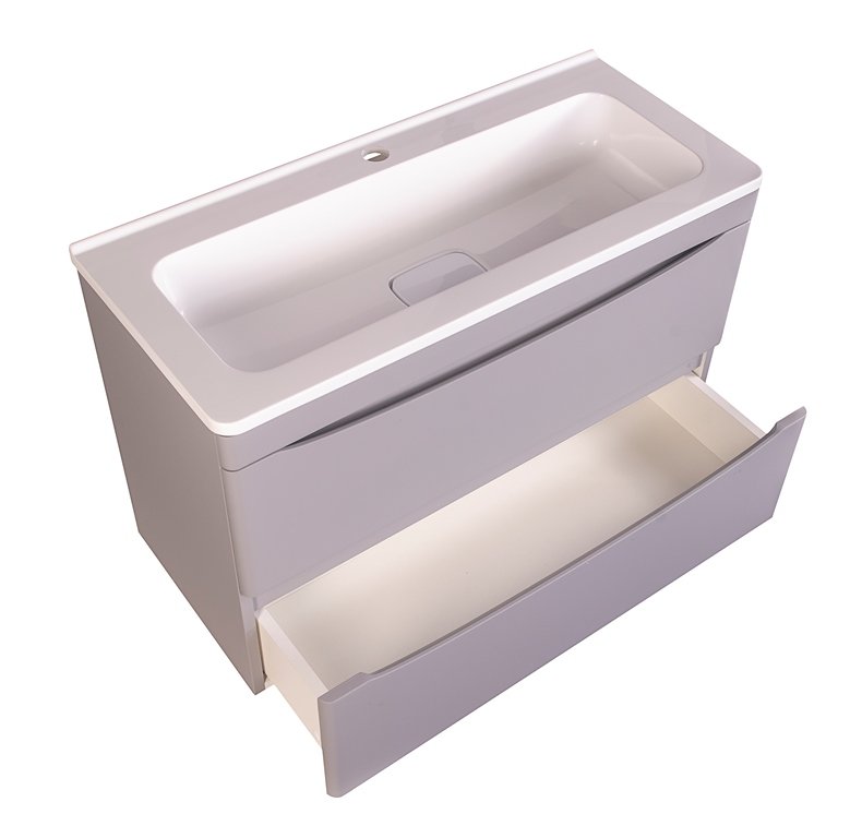 Тумба подвесная "Бергамо мини 80" (2 ящ.) Люкс антискрейтч серый, PLUS