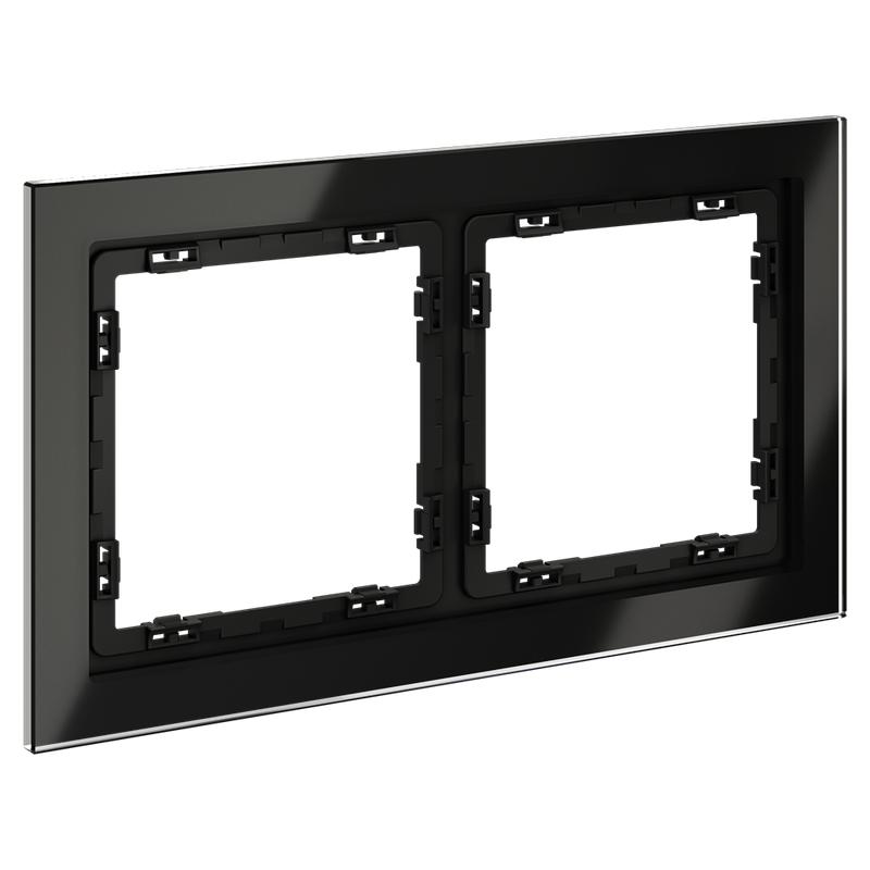 Рамка 2-м S70 стеклян. черн. Voltum VLS110208