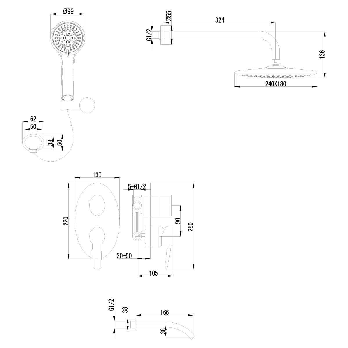 Душевая программа для ванны Lemark Atlantiss (LM3222C)