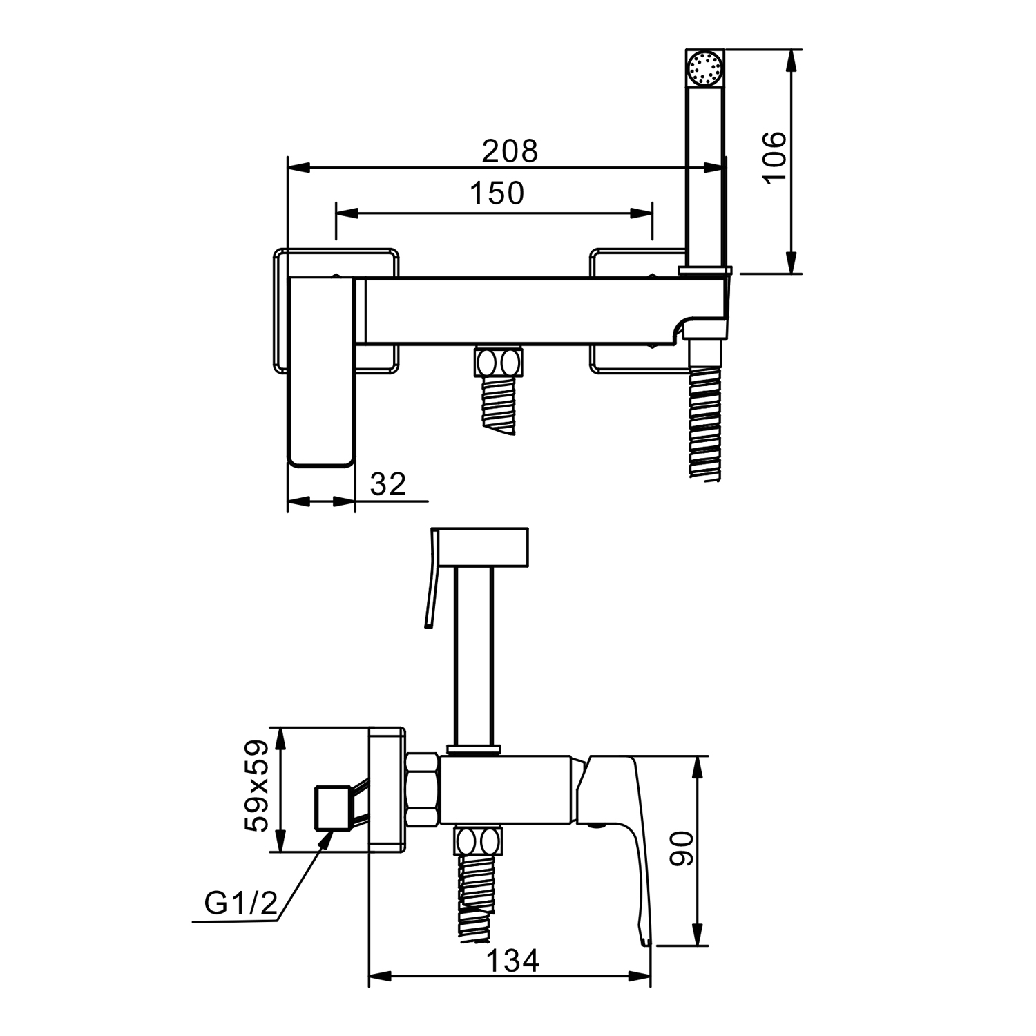 Гигиенический душ со смесителем Raglo R01.51.03, сатин золотой