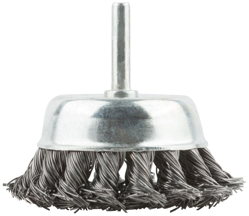 Корщетка тип "чашка" со штифтом стальная витая проволока 75мм MOS 38498М