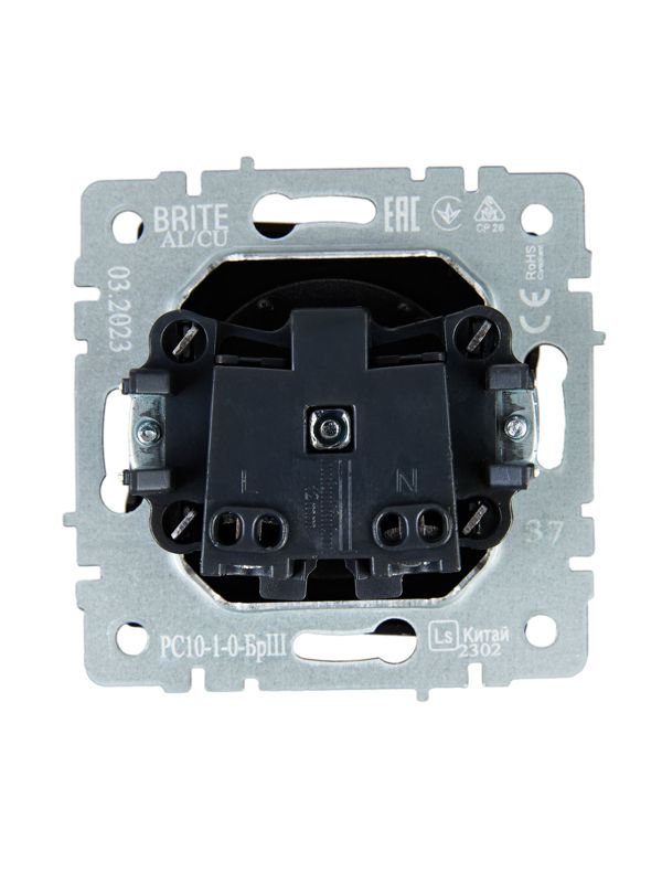 Розетка BRITE РС10-1-0-БрШ 10А без заземл. без защ. шторок механизм шампань IEK BR-R10-10-K37