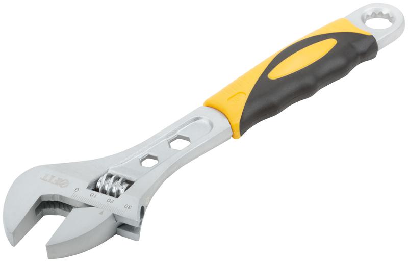 Ключ разводной "Классик" шкала увелич. захват прорезин. ручка 250мм 33мм FIT 70153