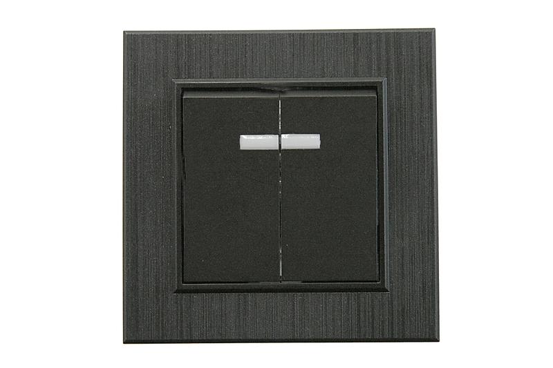 Выключатель 2-клав. с подсветкой Karea LINE STAR чер.Makel 86054023