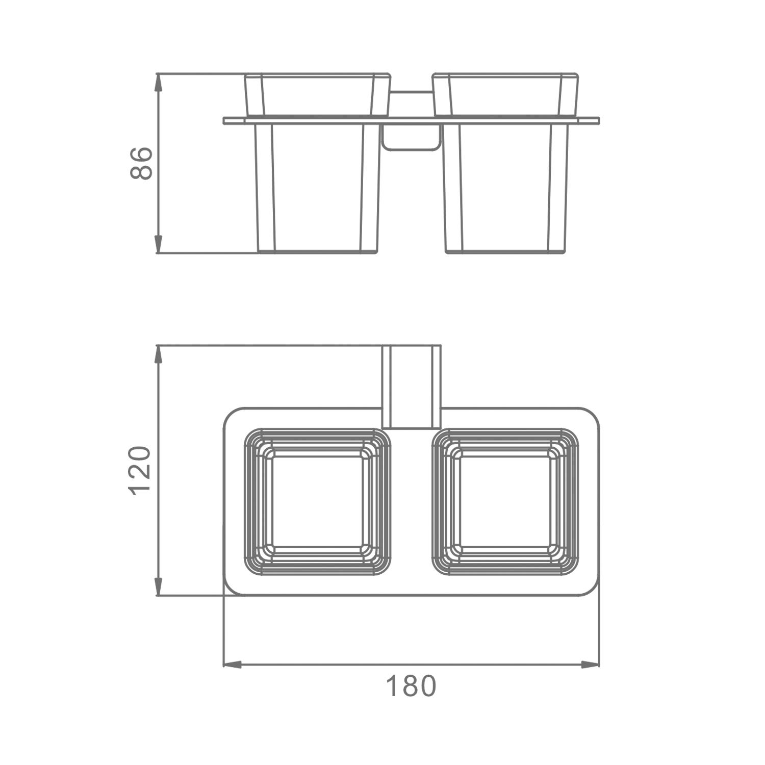 Стакан для ванной комнаты двойной Raglo R301.08.09, графит