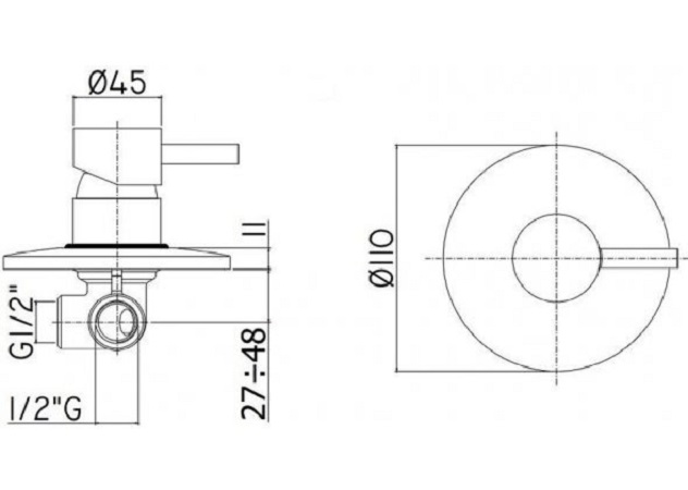 Смеситель встраиваемый для душа Paffoni LIGHT LIG011CR встраиваемый Хром