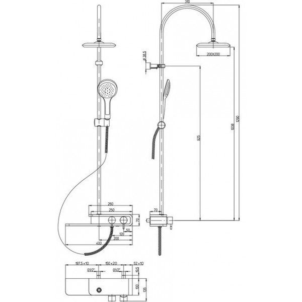 Душевая система Paini Pad PDCR689B0 с смесителем для душа
