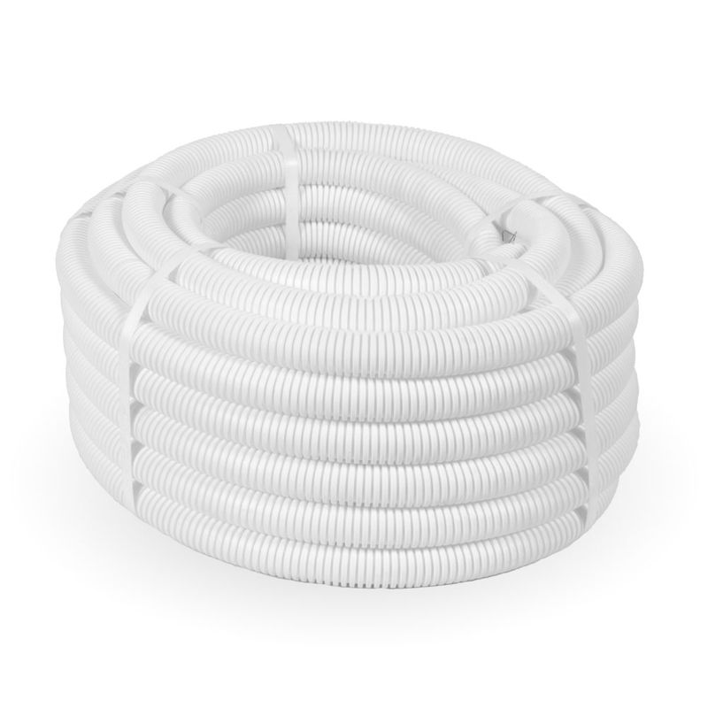 Труба гофрированная ПЛЛ легкая d20мм с протяжкой безгалоген. (HF) (НГ) бел. (уп.100м) Промрукав PR02.0215