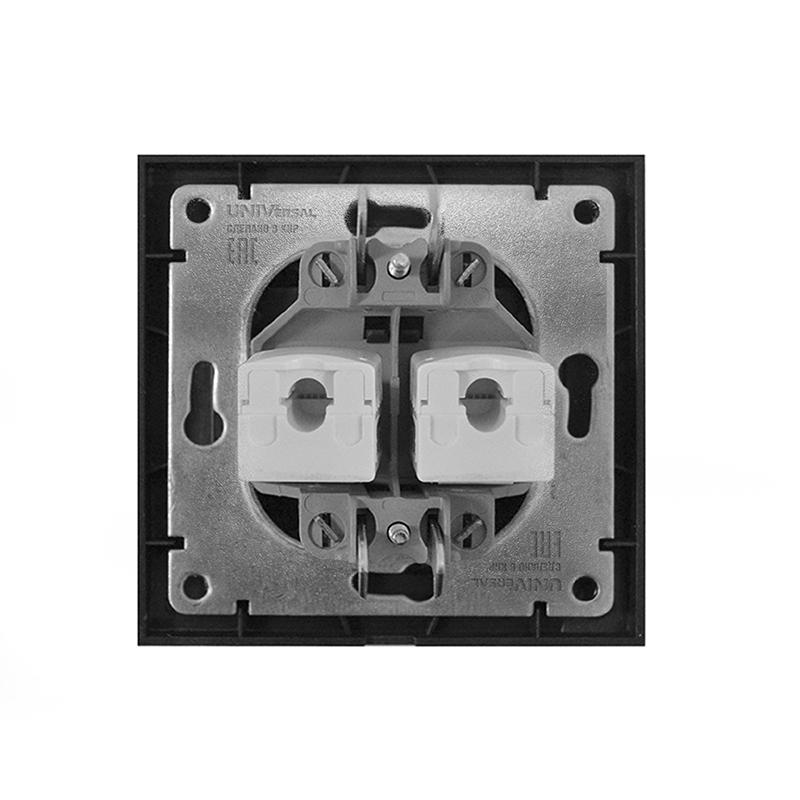 Розетка компьютерная 2-м Бриллиант в сборе графит Universal 1079-Gr