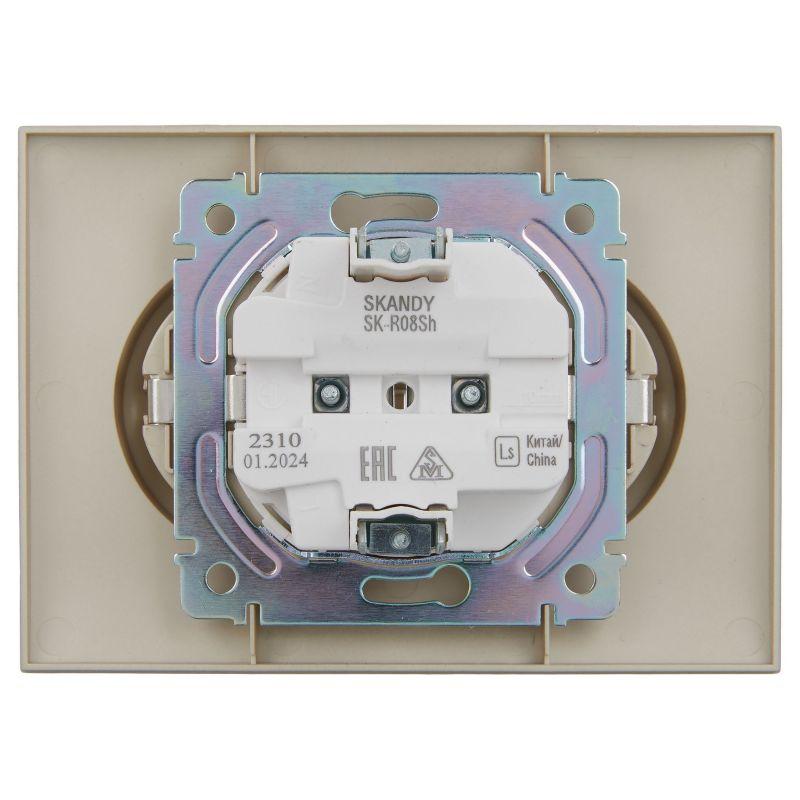Розетка 2-м SKANDY 16А с заземл. без защ. шторок в сборе SK-R08Sh шампань IEK SK-R21-16-K37-F