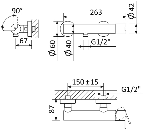 Смеситель для душа CEZARES LEAF-D-L-01