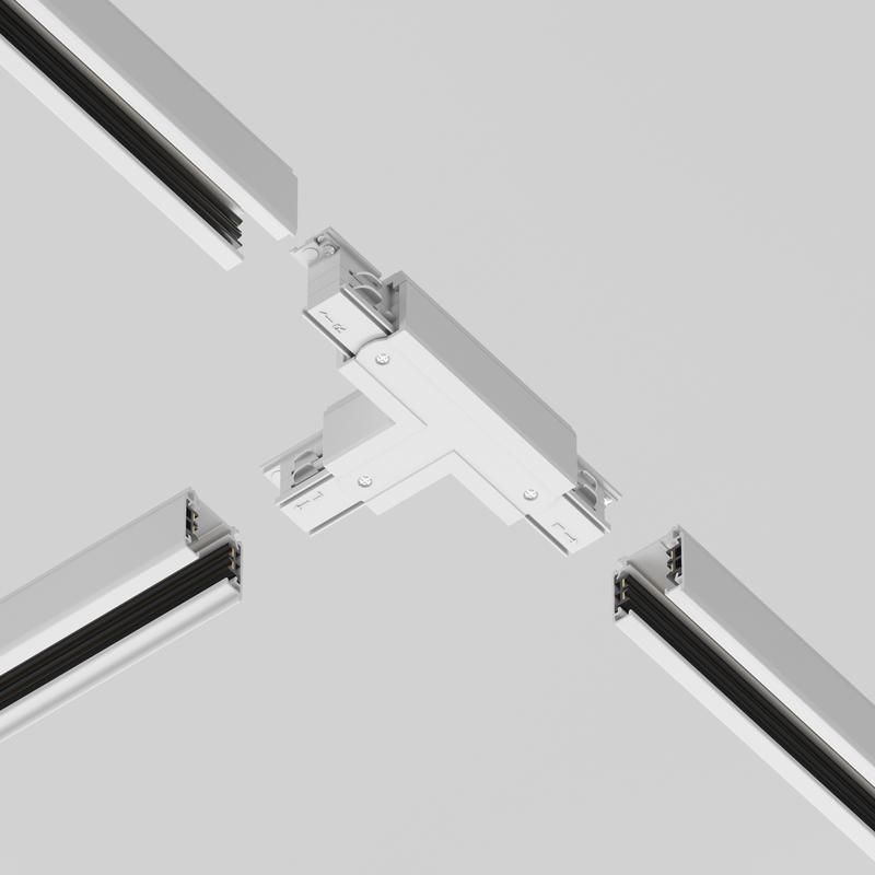 Коннектор Т-образный лев. Trinity бел. Voltega TRA-VGL005CT-31W-L