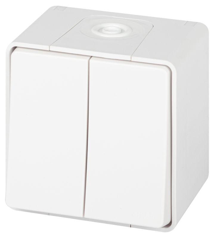 Переключатель Эксперт 11-1506-01 двойн. IP55 10АХ-250В ОУ бел. Эра Б0063295