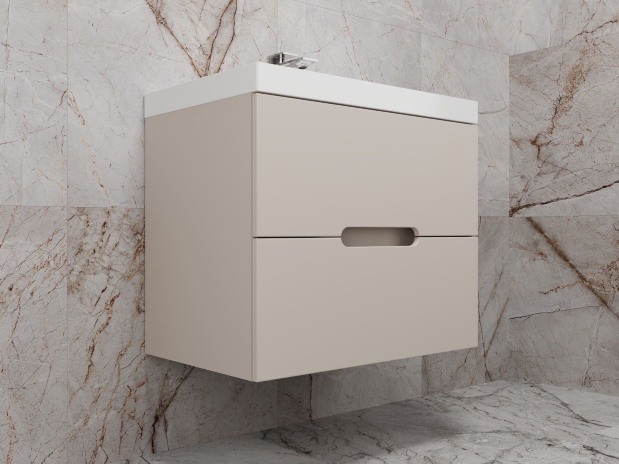 Тумба подвесная "Матис 70", Classic 70, (2 ящика), КРЕМ, ЭМАЛЬ