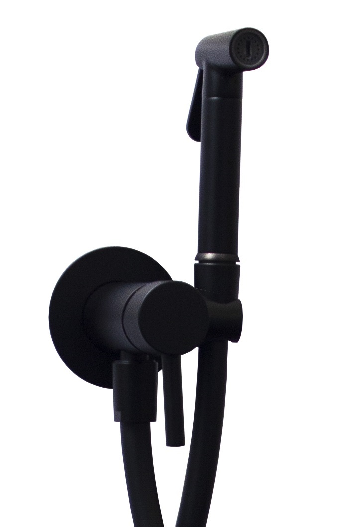 Set гигиен. Душа TWEET ROUND MIX душ и держатель из металла, шланг металл 1200мм, co СМЕСИТЕЛЕМ, цвет Черный матовый