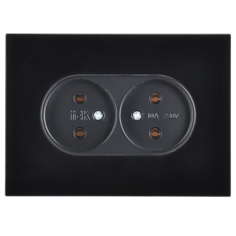Розетка 2-м SKANDY 10А без заземл. без защ. шторок для плоской вилки SK-R03Bl черн. IEK SK-R20-10-K02