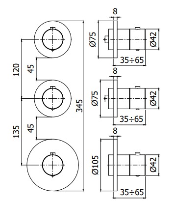 Внешняя часть смесителя Paffoni MODULAR BOX MDE018CR на 2 выхода Хром