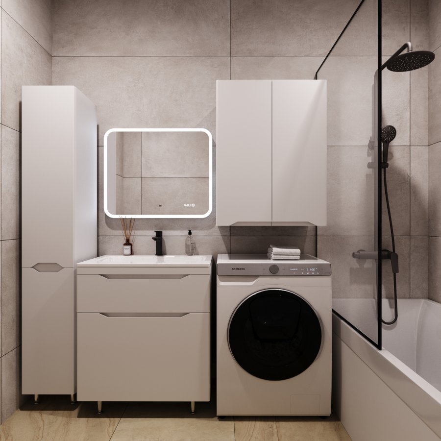 Колонна универсальная "Марелла L" с корзиной, Люкс антискрейтч белый матовый, PLUS