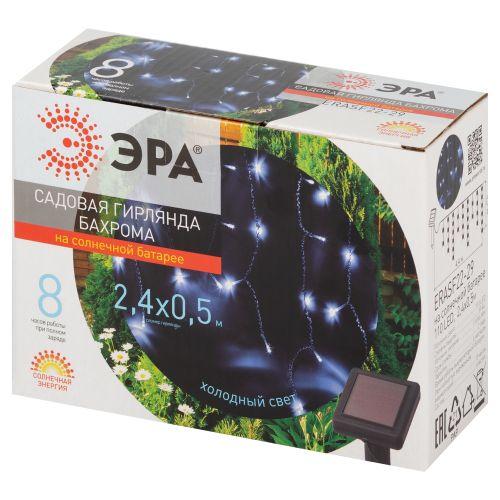 Гирлянда садовая "Бахрома" ERASF22-29 3.8х0.5м холод. бел. на солнечной батарее Эра Б0053373