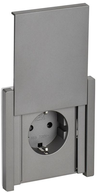 Розетка СП FORTE&PIANO 16А IP44 FP521 с заземл. защ. шторки с крышкой винт. крепл. сталь IEK FP-R16-16-44-K46