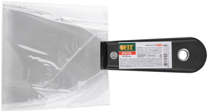 Шпатель с пластиковой ручкой полированный 4дюйм (100мм) FIT 06290