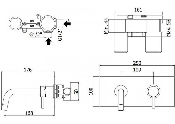 Смесители для раковины Paffoni Light LIG101HGSP/M