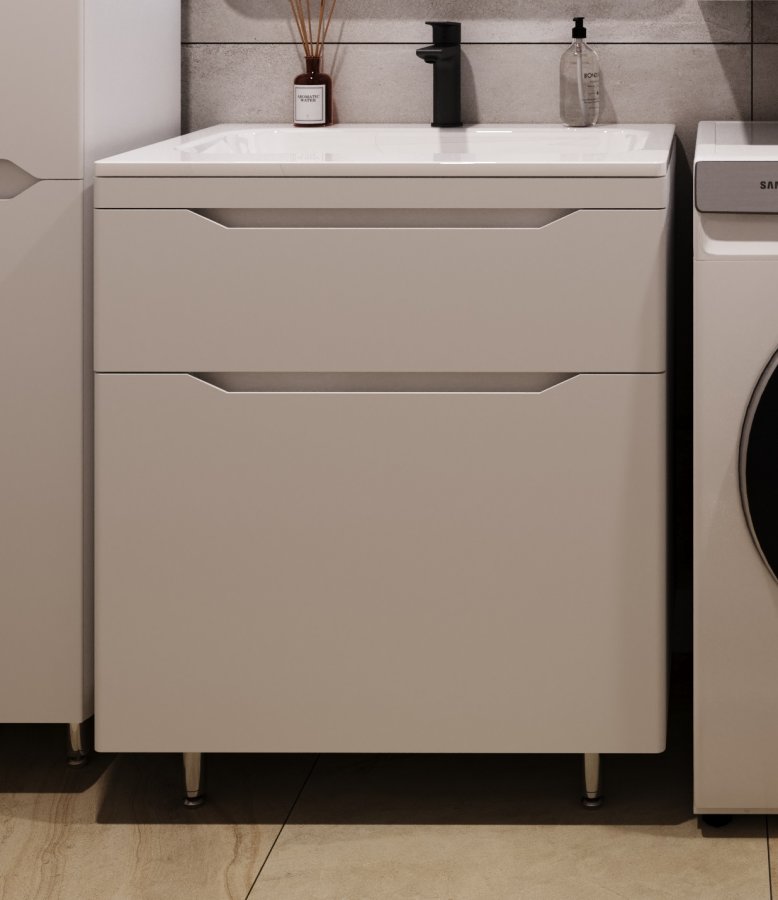 Тумба напольная "Марелла 70" (2 ящ.) Люкс антискрейтч белый матовый, PLUS