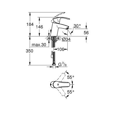 Смеситель Grohe Eurosmart New 33188002 для раковины