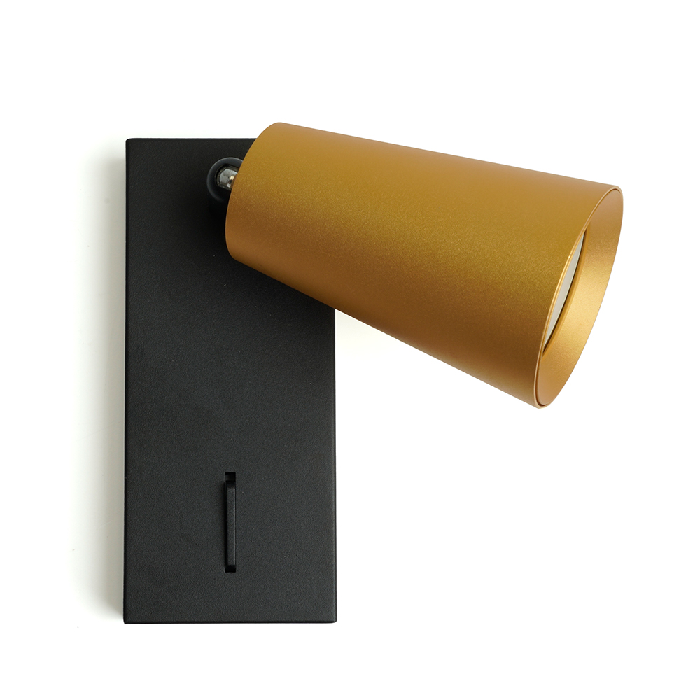 Светильник ДБО GU10 без лампы наклонный с выключателем золото черный