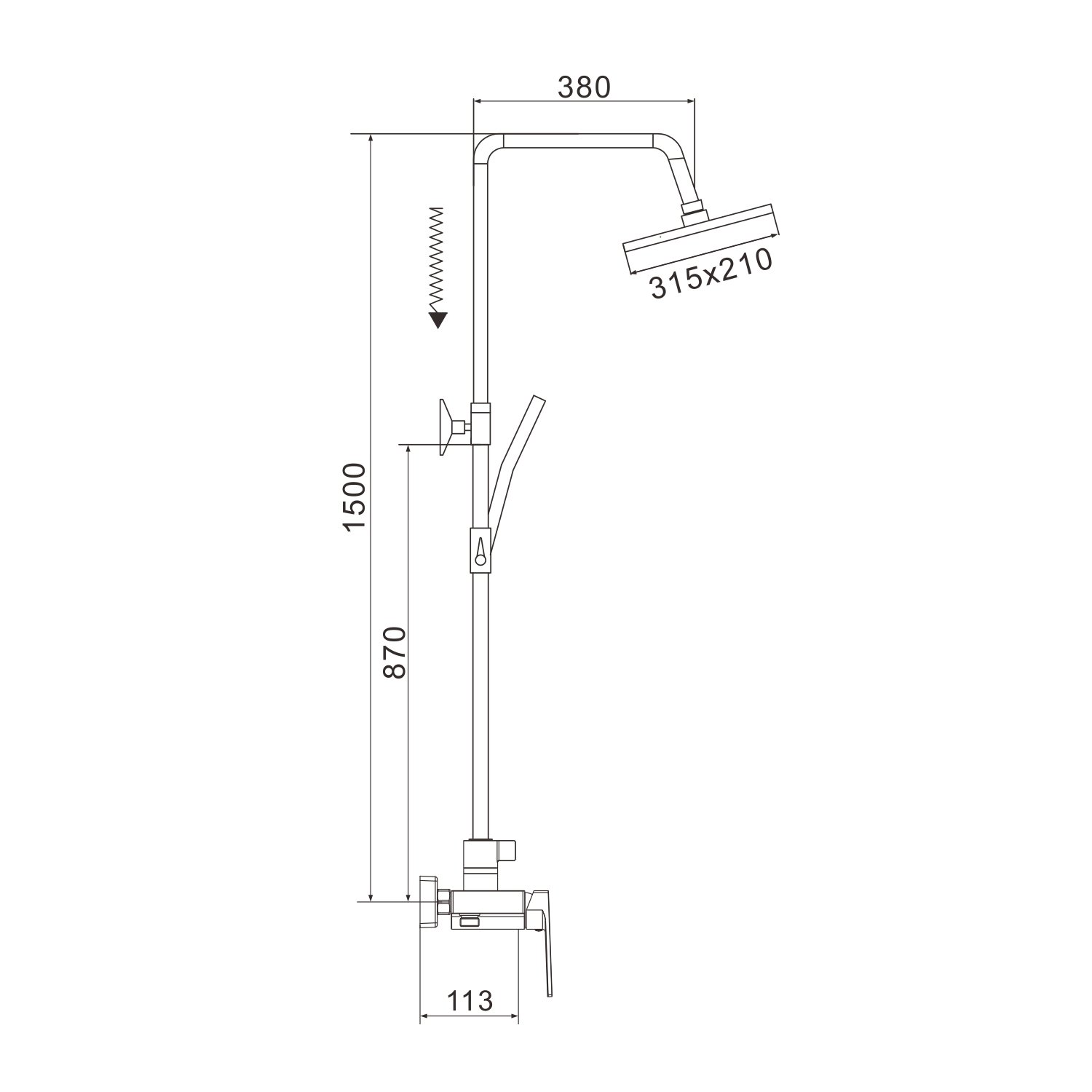 Душевая система Rose R1836H-6, черный