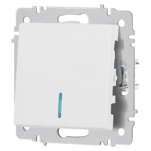 Выключатель 1-кл. СП Accent 6-102-01М 10А IP20 250В с подсветкой AL/CU бел. матов. Intro Б0063466