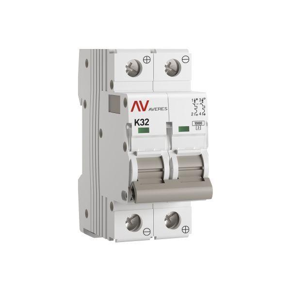 Выключатель автоматический модульный 2п K 32А 10кА AV-10 DC AVERES EKF mcb10-DC-2-32K-av