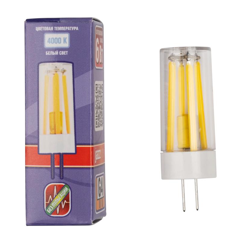 Лампа светодиодная филаментная PLED-G4 PRO 6Вт 4000К 480лм 230В d16.5х50мм JazzWay 5062467
