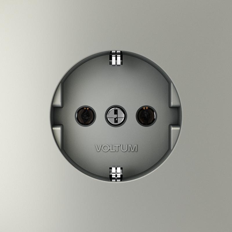 Розетка 1-м СП S70 16А с заземл. механизм сталь Voltum VLS040105