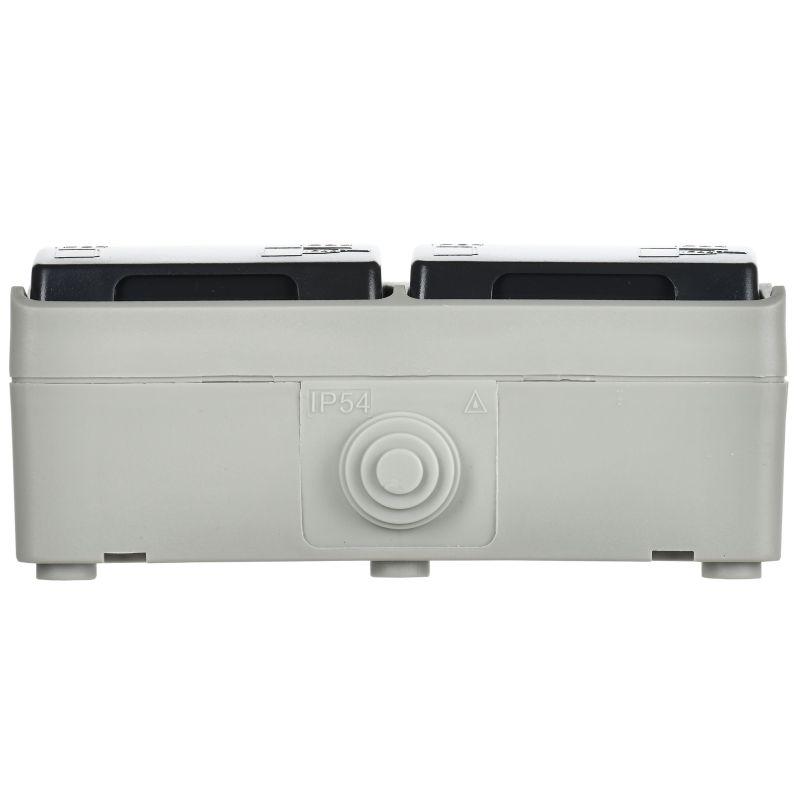 Розетка 2-м ОП Форс РСб22-3-ФСр 16А IP54 с заземл. с крышкой сер. IEK ERS22-K03-16-54-DC