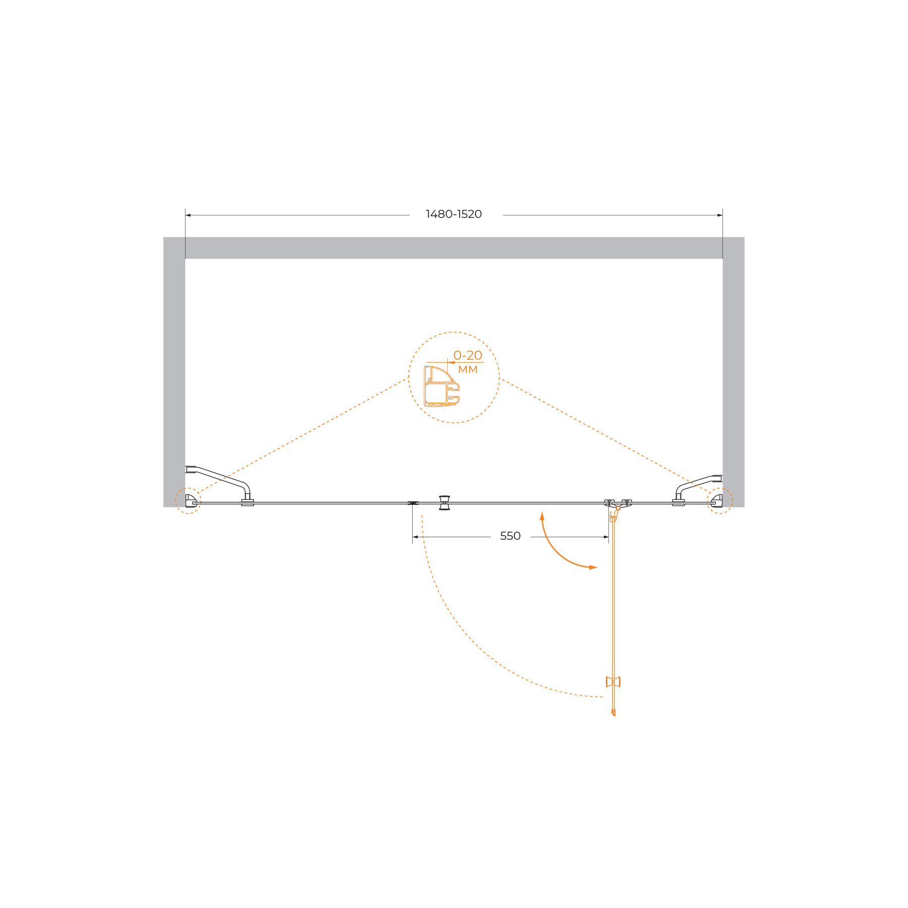 Душевая дверь CEZARES VERONA-W-B-13-60+60/30-C-Cr