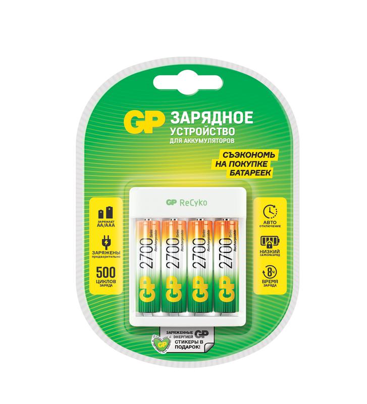 Устройство зарядное Е411 с 4 аккумуляторами AA/HR6 2700мА.ч (блистер) GP 371