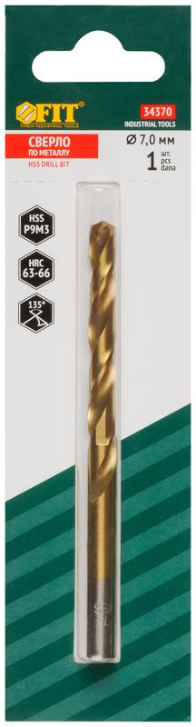 Сверло HSS по металлу титановое покрытие в блист. 7.0мм FIT 34370